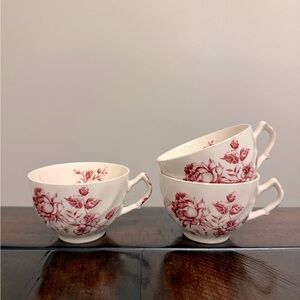 Vintage “Day In June Burgundy” by JOHNSON BROTHERS Teacups